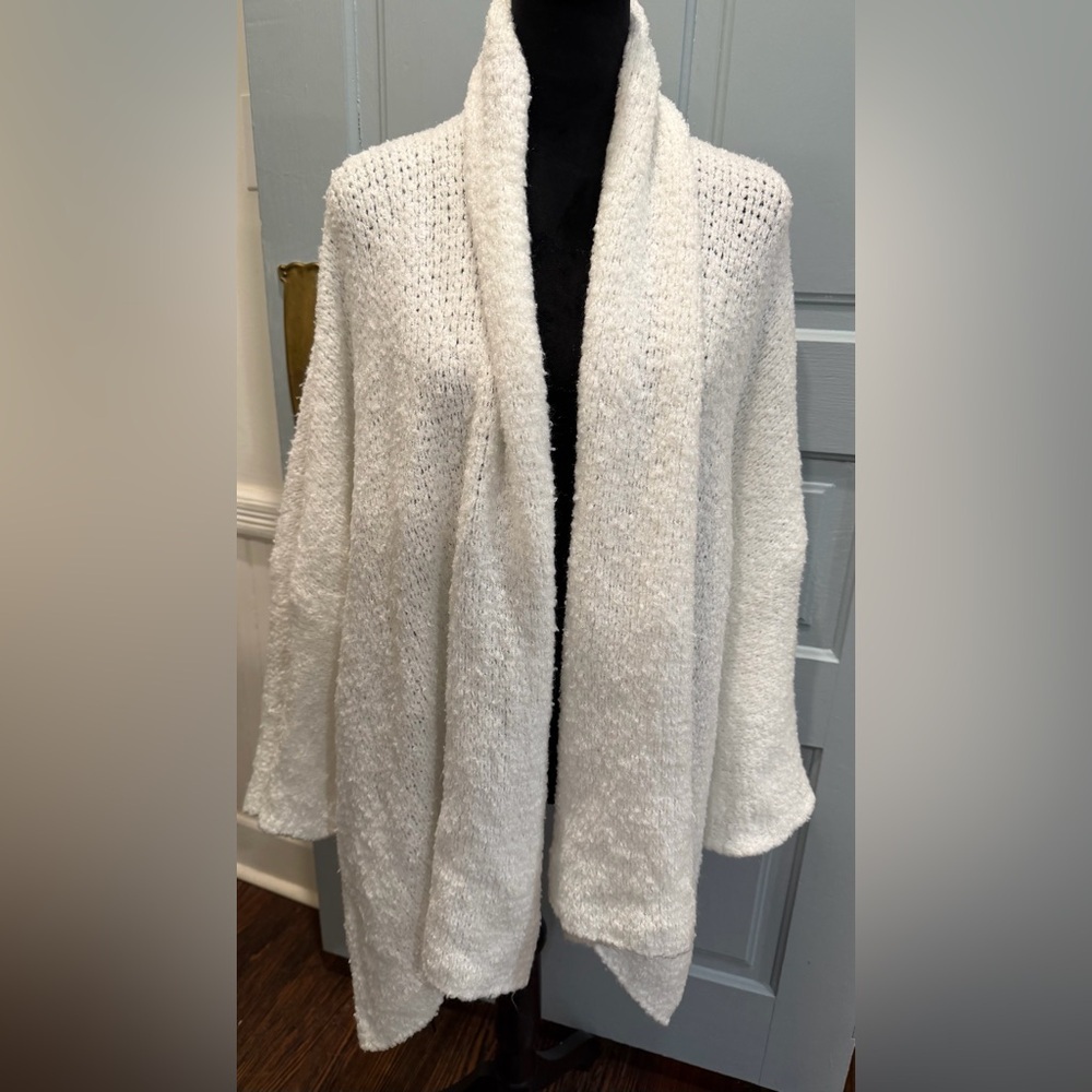 Free People Women’s Knit Cardigan Boho White Sweater Cottage Core Sz M Rn66170